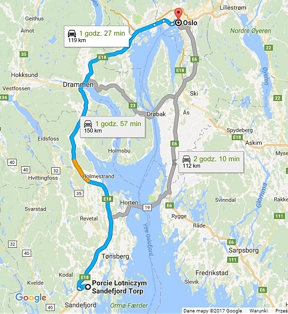 Oslo mapa lotnisko